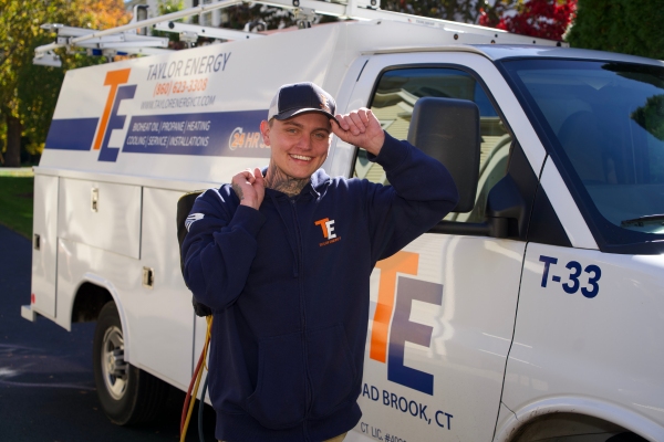 Taylor Energy technician ready to provide HVAC maintenance