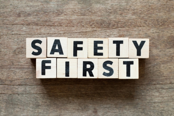 safety first spelled using wooden blocks depicting furnace safety tips