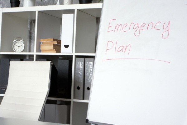 emergency plan written on white board depicting propane safety