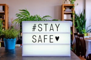 stay safe written on lightbox depicting propane safety in winter