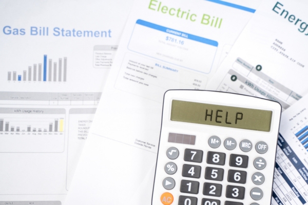 Help written in the calculator with energy bills depicting increase in energy bills